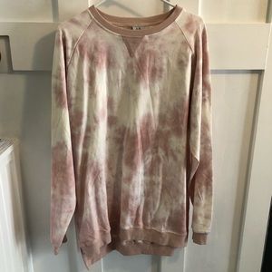 LITTLE BIPSY oversized blush tie dye pullover